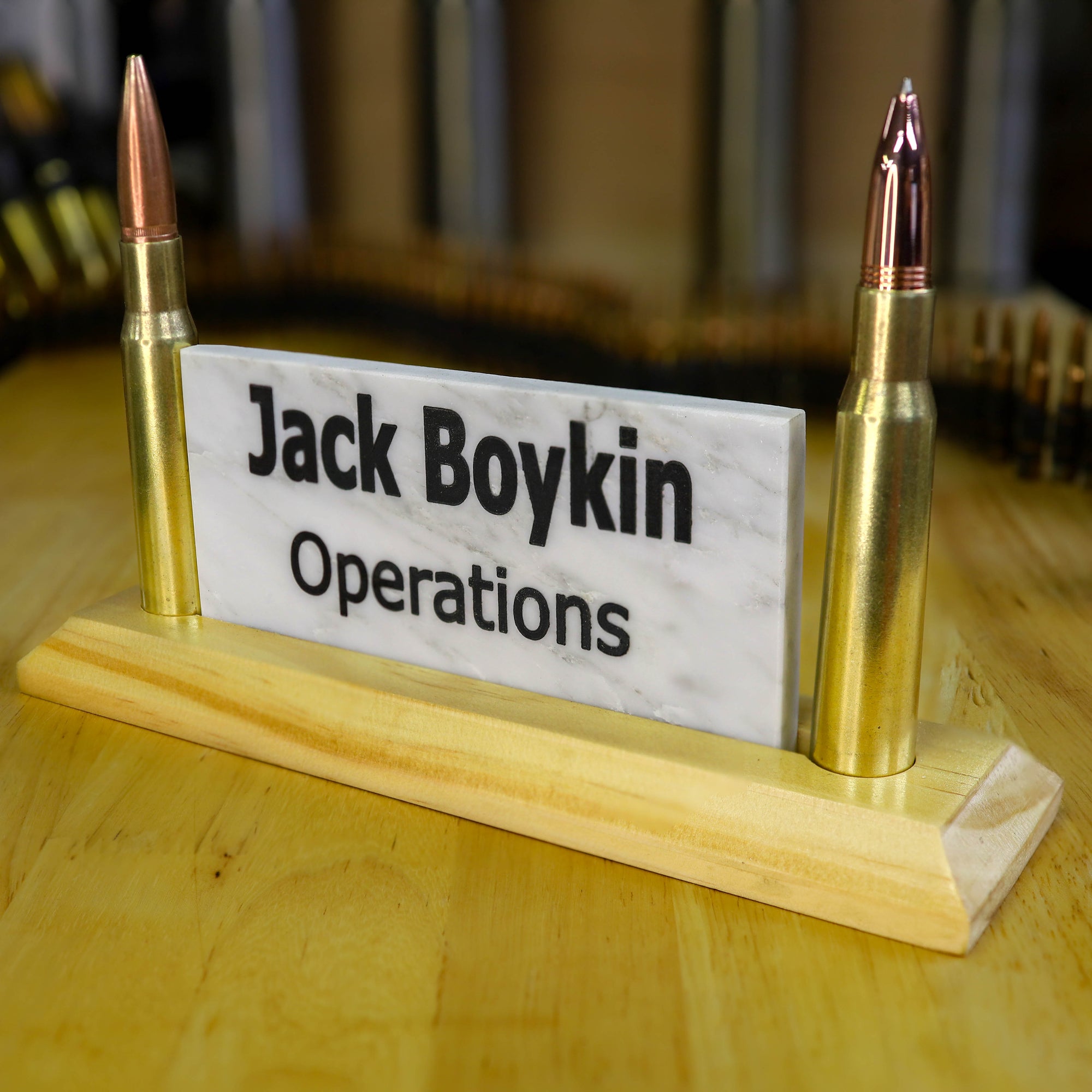 Real Bullet Desk Name Plaque | Personalized Desk Name Plate