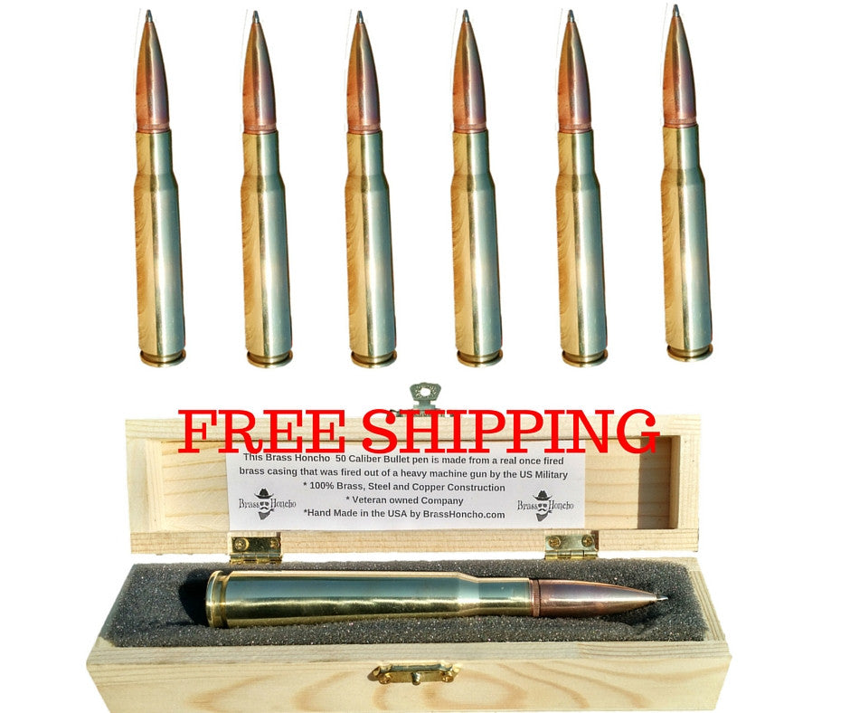 50 BMG Real Authentic Brass Casing Refillable Twist Pen - Tactical Gift Box  - Made in the USA : : Office Products